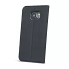 Smart Look Huawei Y6 (2018) oldalra nyíló bőrhatású ablakos könyv tok szilikon belsővel fekete