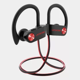   Letscom U8I Bluetooth 5.0 sztereó sport piros-fekete headset prémium tokkal