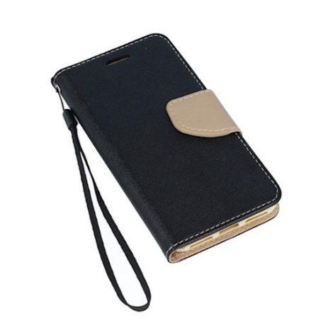 Fancy Xiaomi 13 oldalra nyíló mágneses könyv tok szilikon belsővel fekete - arany