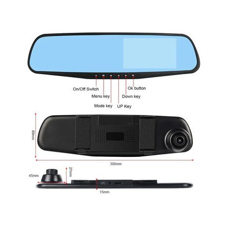 Visszapillantó tükörbe épített autós menetrögzítő  kamera DVR-01 5" kijelzővel, tolatókamerával