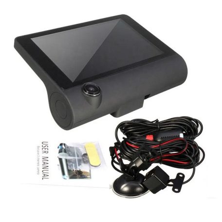 Szélvédőre szerelhető autós menetrögzítő kamera DVR-04 4,0" kijelzővel, tolatókamerával