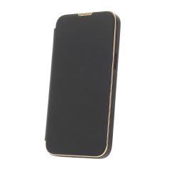   Smart Gold Frame MagSafe Apple iPhone 11 (6.1) 2019 oldalra nyíló könyv tok szilikon belsővel fekete