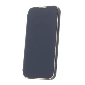   Smart Gold Frame MagSafe Apple iPhone 13 Pro (6.1) oldalra nyíló könyv tok szilikon belsővel kék