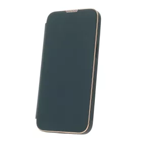  Smart Gold Frame MagSafe Apple iPhone 13 / 14 (6.1) oldalra nyíló könyv tok szilikon belsővel zöld