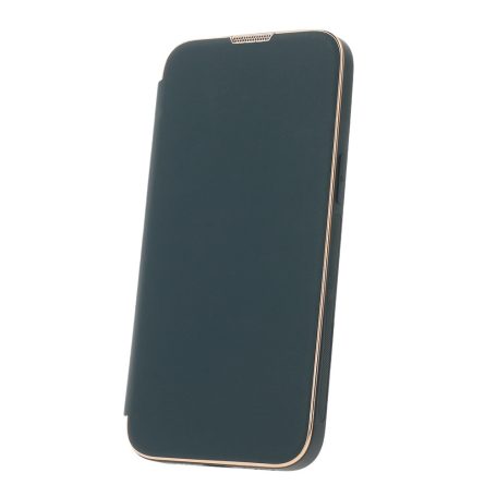 Smart Gold Frame MagSafe Apple iPhone 13 / 14 (6.1) oldalra nyíló könyv tok szilikon belsővel zöld