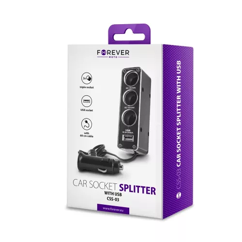 Forever CSS-03 12/24V autós szivargyújtó elosztó 1x USB foglalattal