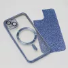 Glitter Chrome Mag - Apple iPhone 14 (6.1) kameravédős, MagSafe tok kék