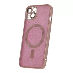   Glitter Chrome Mag - Apple iPhone 14 Pro Max (6.7) kameravédős, MagSafe tok pink