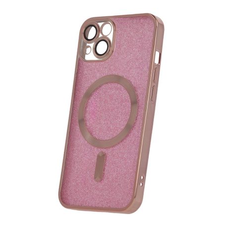 Glitter Chrome Mag - Apple iPhone 14 Pro Max (6.7) kameravédős, MagSafe tok pink