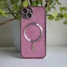Glitter Chrome Mag - Apple iPhone 14 Pro (6.1) kameravédős, MagSafe tok pink