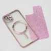Glitter Chrome Mag - Apple iPhone 13 (6.1) kameravédős, MagSafe tok pink