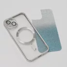 Glitter Chrome Mag - Apple iPhone 14 Pro (6.1) kameravédős, MagSafe tok ezüst