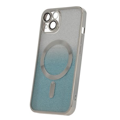 Glitter Chrome Mag - Apple iPhone 14 (6.1) kameravédős, MagSafe tok ezüst