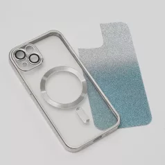   Glitter Chrome Mag - Apple iPhone 13 Pro (6.1) kameravédős, MagSafe tok ezüst