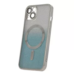   Glitter Chrome Mag - Apple iPhone 13 (6.1) kameravédős, MagSafe tok ezüst