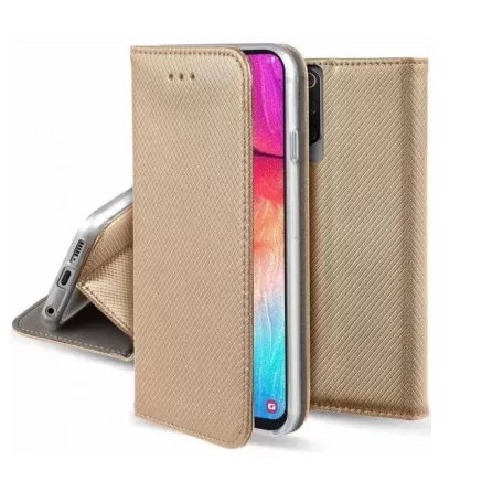 Smart magnet Xiaomi Redmi Note 12S oldalra nyíló mágneses könyv tok szilikon belsővel arany