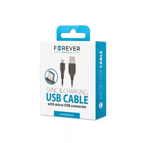 Forever USB - micro USB fekete adatkábel 1m 1A