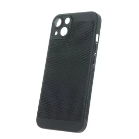   Airy - Apple iPhone 14 (6.1) kameravédős, perforált fekete tok