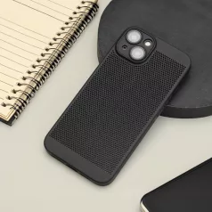   Airy - Apple iPhone 14 Pro (6.1) kameravédős, perforált fekete tok