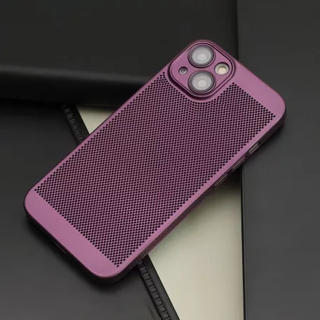 Airy - Apple iPhone 13 (6.1) kameravédős, perforált lila tok