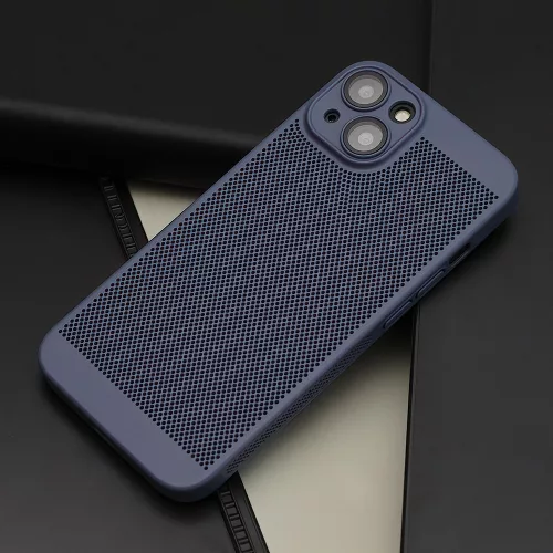 Airy - Apple iPhone 13 (6.1) kameravédős, perforált kék tok