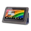Univerzális 7-8" kinyitható műbőr tablet tok sötétkék - szürke
