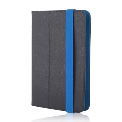   Univerzális 7-8" kinyitható műbőr tablet tok fekete - kék