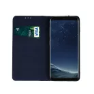 Genuine Leather Apple iPhone 15 (6.1) oldalra nyíló mágneses bőrhatású könyv tok szilikon belsővel kék