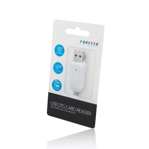 Forever micro USB - USB microSD / SD kártya olvasó átalakító adapter fehér