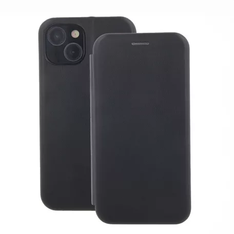 Forcell Elegance Apple iPhone 15 (6.1) oldalra nyíló mágneses könyv tok szilikon belsővel fekete