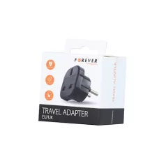   Forever hálózati töltő átalakító adapter angolról (UK) EU-ra fekete