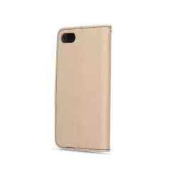   Fancy Apple iPhone 15 Plus (6.7) oldalra nyíló mágneses könyv tok szilikon belsővel arany - fekete