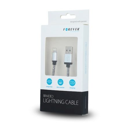 Forever Apple USB - Lightning (8Pin) szövetbevonatos erősített adatkábel 1A 1m