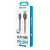 Forever Apple USB - Lightning (8Pin) fekete bőrbevonatos adatkábel 2A 1m