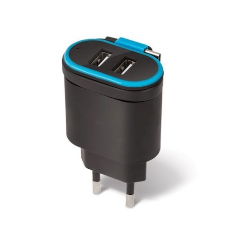 Forever TC-02 Apple iPhone 8pin Lightning hálózati töltő 2.4A + 2x USB foglalattal 0,2M kábellel EU fekete 12W