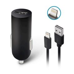   Forever M02 szivargyújtó töltő 1x USB csatlakozóval és Lightning kábellel, (Max 2A, 1,2m) 10W