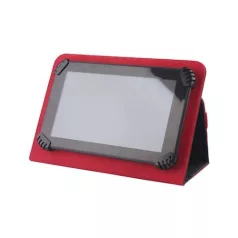   Univerzális 9-10" kinyitható műbőr tablet tok fekete - piros