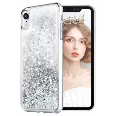 Liquid Glitter - Huawei Mate 20 Lite ezüst szilikon tok