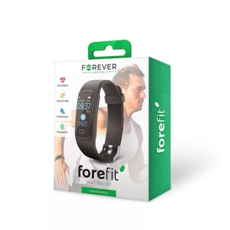 Forever SB-130 vízálló IP67 aktivitásmérő lépésszámlálóval, pulzusmérővel, alvásfigyeléssel fekete