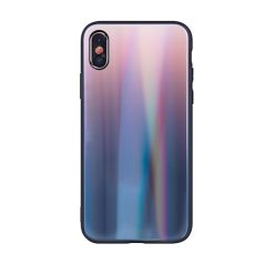   Rainbow szilikon tok üveg hátlappal - Huawei P30 Lite barna - fekete