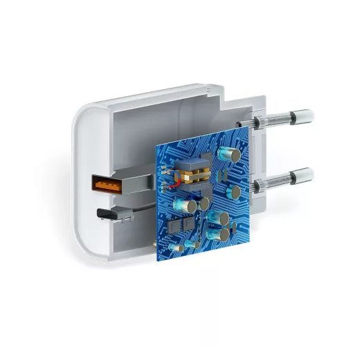 Forever QC3.0 hálózati gyorstöltőfej USB és Type-C csatlakozóval 4A fehér (20W)