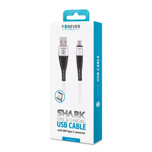 Forever Shark USB - Type-C fehér adatkábel 2A 1m