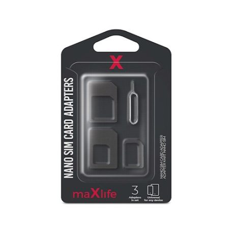 Maxlife 3 in 1 micro/nano fekete SIM adapter