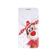   Smart Trendy - Huawei Y6 (2019) oldalra nyíló mágneses könyv tok szilikon belsővel (Rénszarvas Minta 2)