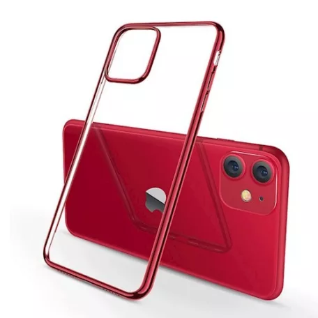 Ultra Hybrid Apple iPhone 11 Pro Max (6.5) 2019 átlátszó vékony szilikon tok piros kerettel