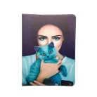 Univerzális 9-10" kinyitható tablet tok (Lady with cat)