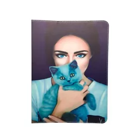   Univerzális 9-10" kinyitható tablet tok (Lady with cat)