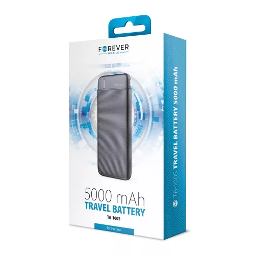 Forever TB-100S power bank 1x USB foglalattal 5000mAh fekete (max 2,1A) 10W