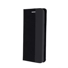  Smart Senso Xiaomi Redmi Note 9S / 9 Pro oldalra nyíló könyv tok szilikon belsővel fekete