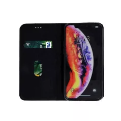  Smart Senso Xiaomi Redmi Note 9S / 9 Pro oldalra nyíló könyv tok szilikon belsővel fekete